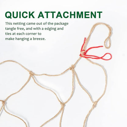 Jute Trellis Netting - Jute Netting for Garden, Heavy Duty Plant Support Netting for Climbing Plants, Cucumber, Vine, Fruits & Vegetables, Climbing Vining Plants (6.6 Ft x 16.4 Ft, 3.9 Inch Squares)