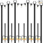 10Ft String Light Poles 6 Pack,Light Poles for Outside Lights,Outdoor with Fence Brackets Hanging Lights,Metal Stand Deck Patio Backyard