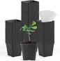 June Fox Square Nursery Pots 3.3 Inches Flexible Plastic Seedling Pots Square Pots for Plants, Succulent, Flower, Pack of 100, with 100 PCS Plant Labels