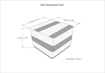 SIMPLIHOME Clay Square Pouf - 18 inch Wide Upholstered Cotton Ottoman in Grey Melange, Boho Footstool, Decorative Cube Pouf or Extra Seating for Living Room, Bedroom, or Kids Room, Assembled