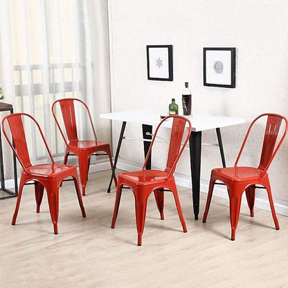 FDW Metal Dining Chairs Set of 4 Indoor Outdoor Chairs Patio Chairs Kitchen Metal Chairs 18 Inch Seat Height Restaurant Stackable Chair Tolix Side 330LBS Weight Capacity
