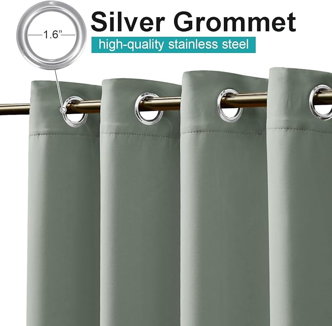 NICETOWN Outdoor Curtainch for Patio Waterproof 100 inch Wide, Thermal Insulated Rustproof Grommet UV Blocking Cabana Curtainch & Drape, Privacy Safe Shade for Gazebo, Sage Green, 1 PC, 95-Inch Long