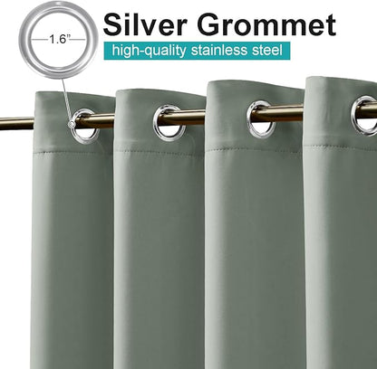 NICETOWN Outdoor Curtain for Patio Waterproof, W66 x L95 inch Sun Blocking UV Protection Outside Shade for Porch & Balcony, Garden Swimming Pool Weatherproof Curtain for Summer, 1 Pc, Sage Green