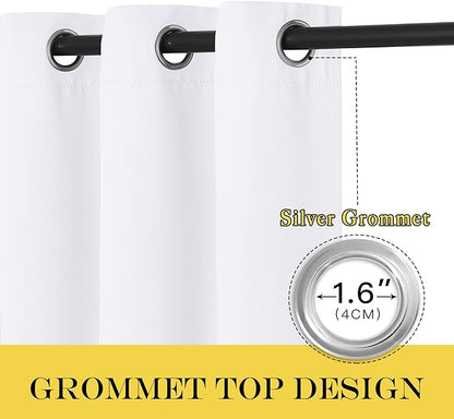 NICETOWN 50% Light Blocking Vertical Blinds for Sling Door, Silver Grommet Top Window Curtains, Curtains for Patio, Extra Wide Drapes (White, W100 x L84)