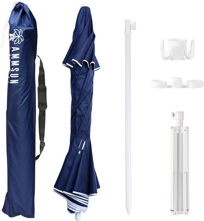 AMMSUN Shade Umbrella, Premium Portable Umbrella with Stand, 6.5ft Lightweight Free Standing Canopy for Sporting Games, Adjustable Instant Sun Protection and Easy to Carry, Navy Blue