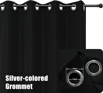 BONZER Waterproof Outdoor Curtains for Patio Porch Pergola Cabana Thick Privacy Wide Grommet Indoor Curtains for Bedroom Living Room, 1 Panel, 110W x 84L inch, Black