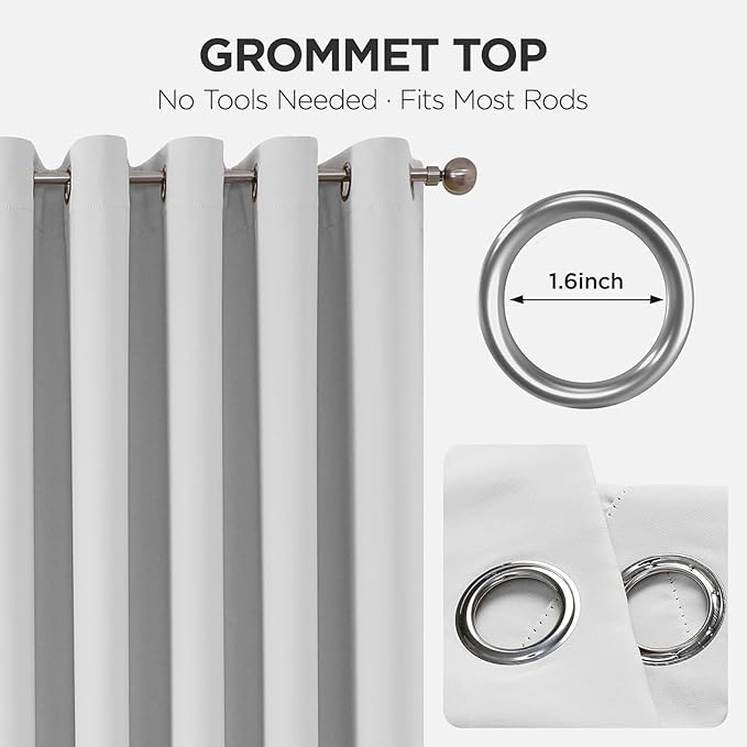 Joydeco Blackout Door Curtain for Doorway Privacy 96 Inches Long, Grommet Closet Curtain for Open Closet, Room Divider for Bedroom Living Room (Greyish White 52Wx96L, 1 Panel)