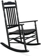 VINGLI Wooden Rocking Chair, Outdoor Chair with 450 lbs Support, Relaxing Rocker with Solid Wood High Back Seat Reclining Seat for Deck, Garden, Backyard, Porch, Indoor or Outdoor Use (Black, 1PC)