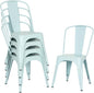 FDW | Set of 4 Metal Dining Chairs | Blue | Stackable Tolix Side Chairs with Backrest | Scratch-Resistant | Non-Slip Feet | Indoor/Outdoor Use | 330 lbs Capacity | Ideal for Kitchen & Restaurant