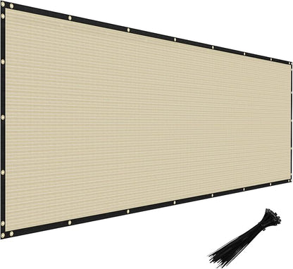 Windscreen4less Privacy Fence Screen Heavy Duty Windscreen Fencing Mesh Fabric Shade Net Cover with Brass Grommtes for Outdoor Wall Garden Yard Pool Deck, 6'x197' Beige