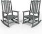 Oversized Rocking Chair Set of 2, Outdoor Rocking Chair for Adults, All Weather Resistant Porch Rocker for Lawn Garden, Grey