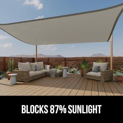 GORILLA GRIP Heavy Duty Sun Shade, UV Protection Fade Tear and Rust Resistant Triangle Sunshade Canopy, Curved Edges Blocks Sunlight, Breathable Sail, Outdoor Patio, Lawn Garden Graphite