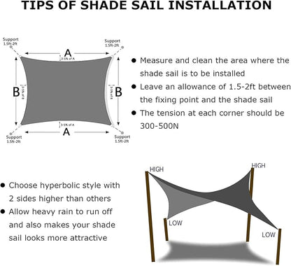 KANAGAWA 10'X24' Dark Gray Custom Size Sun Shade Sail Rectangle UV Block Canopy Cover for Patio Backyard Lawn Garden Outdoor (Customized Available)
