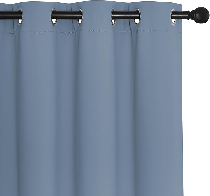 NICETOWN Blackout Curtains 63 inches Long for Living Room Bedroom, Grommet Thermal Insulated Room Divider Drape Window Treatment for Sliding Patio Door, W100 x L63, 1 Panel, Stone Blue