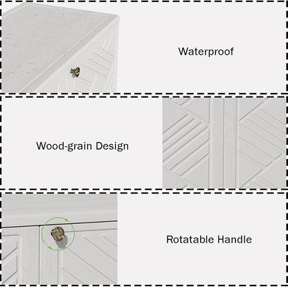 Outdoor/Indoor Storage Box,Resin and Plastic Storage Cabinet Waterproof,Outdoor Cabinet for Patio/Garden/Balcony/Backyard/All Room(with 3 Shelves)-White