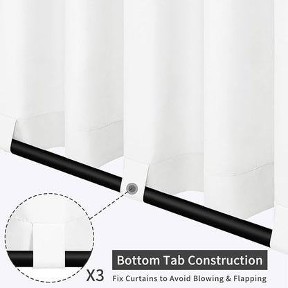 Easy-Going Outdoor Patio Curtains Detachable Tab Top Windproof Weatherproof Curtain for Cabana, Porch, Pergola and Gazebo, Tab Bottom Drape, 2 Panels, 54W x 120L inch, White