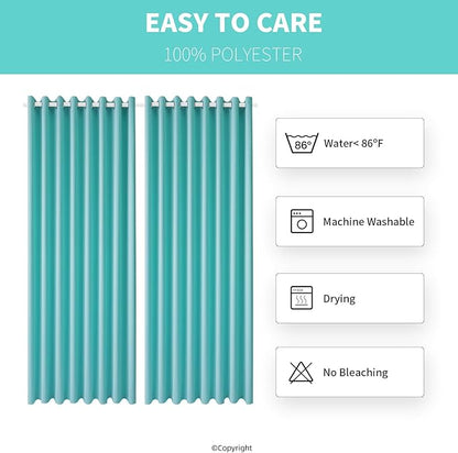 Outdoor Patio Curtain Waterproof Darkening Thermal Insulated Indoor Curtains for Bedroom, Porch, Living Room, Pergola, Cabana, W105 x L120 Extra Wide Room Divider, Teal Blue, Set of 2 Panels