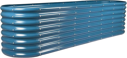 Land Guard 8×2×2ft Galvanized Raised Garden Bed Kit, Raised Garden Boxes Outdoor, Oval Metal Raised Garden Beds for Vegetables, Blue