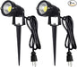 Z Outdoor Landscape LED Lighting 5W Waterproof Graden Lights COB Led Spotlights with Spiked Stand for Lawn Decorative Lamp US 3- Plug 6500K Daylight White Lights (2 Packs)