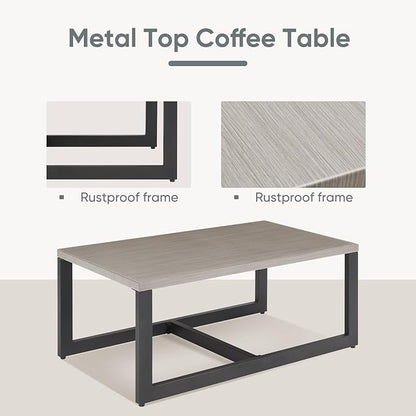 Belord Patio Conversation Set with Swivel Glider Chairs - 9 Piece Outdoor Sectional Furniture Set with Storage Box and Metal Top Table Gray Wicker/Gray Cushions