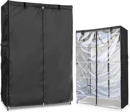 Waterproof Shelf Cover,Outdoor 600D Heavy Duty Dustproof Storage Shelves Cover,36''x14''x54'' Shelf Covers for Wire Shelving with Zippers,Storage Rack Covers with Clear Front