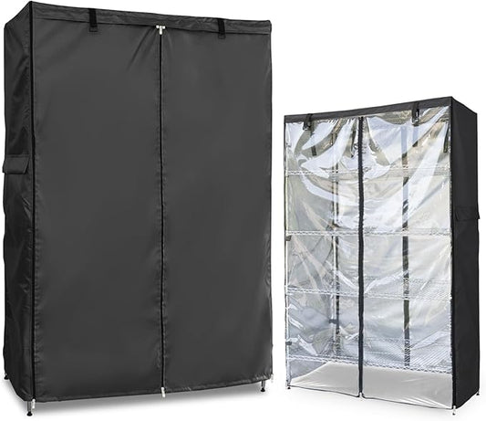 Waterproof Shelf Cover,Outdoor 600D Heavy Duty Dustproof Storage Shelves Cover,48''x20''x72'' Shelf Covers for Wire Shelving with Zippers,Storage Rack Covers with Clear Front