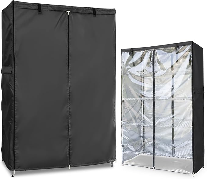 Waterproof Shelf Cover,Outdoor 600D Heavy Duty Dustproof Storage Shelves Cover,36''x14''x72'' Shelf Covers for Wire Shelving with Zippers,Storage Rack Covers with Clear Front
