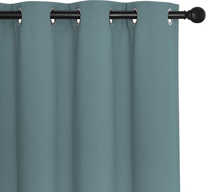 NICETOWN Room Darkening Short Curtain 54 inches Long for Living Room, Grommet Sound Reducing Thermal Insulated Curtains for Bedroom Nursery Window, 46W x 54L, 1 Piece, Greyish Blue