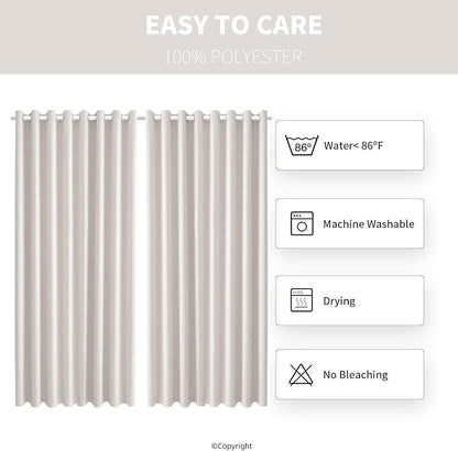 Outdoor Patio Curtain Waterproof Darkening Thermal Insulated Indoor Curtains for Bedroom, Porch, Living Room, Pergola, Cabana, W105 x L120 Extra Wide Room Divider, Cream, Set of 2 Panels