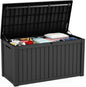 EasyUp 180 Gallon Outdoor Storage Box, Resin Waterproof UV-Resistant Deck Box with Hydraulic Lid Support, Reinforced Stability for Patio, Garden, and Poolside, Black