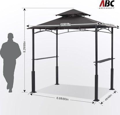 ABCCANOPY 8x5 Grill Gazebo - Outdoor BBQ Canopy Shelter with Led Light for Patio Backyard Grilling (Dark Grey)