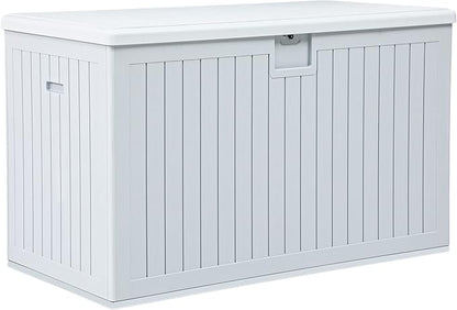 YITAHOME XXL 230 Gallon Large Deck Box,Outdoor Storage for Patio Furniture Cushions,Garden Tools with Flexible Divider,Waterproof,Lockable (White)