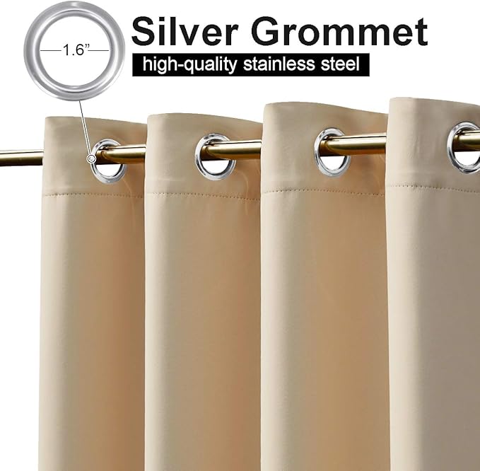NICETOWN Outdoor Curtain for Patio Waterproof, Rustproof Grommet Top and Bottom Weighted Indoor Outdoor Divider Windproof Thermal Insulated Drape for Balcony, Biscotti Beige, 1 Panel, W100 x L120