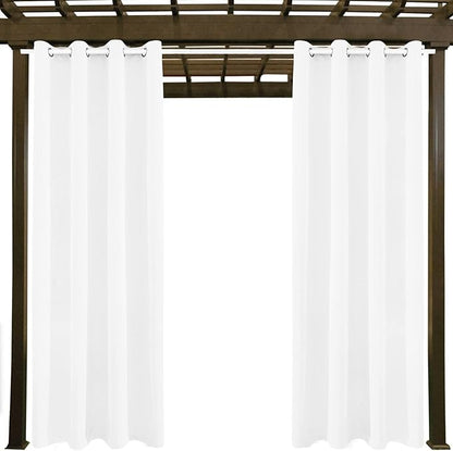 Outdoor Indoor Curtains W52 x L132 for Patio - Weather-resistant Window Panels Privacy Protect Grommet Top Thermal Insulated Home Curtain for Porch Pergola Lawn Garden Hot Tub Area (2 Panels)
