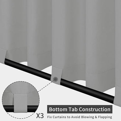 Easy-Going Outdoor Patio Curtains Detachable Tab Top Windproof Weatherproof Curtain for Cabana, Porch, Pergola and Gazebo, Tab Bottom Drape, 2 Panels, 54W x 120L inch, Light Grey