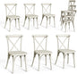 VINGLI Plastic Outdoor Dining Chairs Set of 6, Stackable Patio Cream White Dining Chairs with X Back, Waterproof Kitchen & Dining Room Chairs for Indoor-Outdoor, Capacity 400 lbs