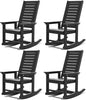 GREENVINES Outdoor Rocking Chairs | Set of 4 | Porch Rocker | HDPE Plastic | Black | Oversized Rockers | High Back | Big & Tall | Ladder Back | for Patio Outside Backyard Balcony Garden