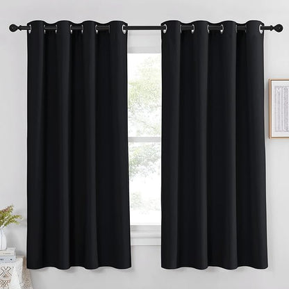 NICETOWN Black Out Curtains 63 inch Long - Grommet Thermal Insulated Modern Room Darkening Window Treatments Soundproof Drape for Bedroom/Nursery, W52 x L63, 1 Piece