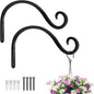 BOLITE Plant Hangers Outdoor Indoor, 12 Inch Wall Plant Hooks, Metal Bird Feeder Hanger for Hummingbird Feeders, Planters, Lanterns, Wind Chimes, Home Decor, 2 Pack, Black, Gifts for Women Men