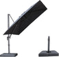 PURPLE LEAF 9 FT Outdoor Umbrella with Base Patio Cantilever Aluminum Umbrella with 3 Years Fade Resistance Recycled Fabric Offset Square with 360-degree Rotation for Deck Pool Garden, Graphite Grey