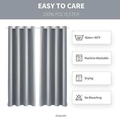 Outdoor Indoor Curtains W52 x L108 for Patio - Weather-resistant Window Panels Privacy Protect Grommet Top Thermal Insulated Home Curtain for Porch Pergola Garden (Light Gray, 2 Panels)