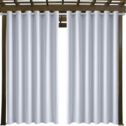 Outdoor Indoor Curtains W84 x L108 for Patio - Weather-resistant Window Panels Privacy Protect Grommet Top Thermal Insulated Home Curtain for Porch Pergola Lawn Garden Hot Tub Area (2 Panels)