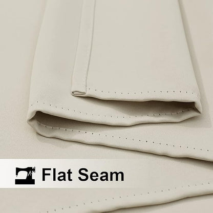 NICETOWN Outdoor Curtain for Patio Waterproof & Windproof, Thermal Insulated Top and Bottom Fixed Rustproof Grommets Light Block Outdoor Curtain Drape for Pool, Beige, 1 Panel, W52 by L95