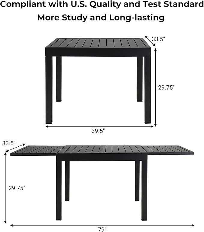Grand patio 9-Piece Outdoor Dining Set, 8 Leather-Look Wicker Blue Swivel Patio Chairs & 1 Expandable Dining Table, Black
