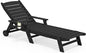 SERWALL Patio Chaise Lounge Chair, 78'' Long HDPE 5 Positions Adjustable Outdoor Lounger, Poly Lounge Chair with Rolling Wheels & Cup Holder for Pool, Obsidian Black
