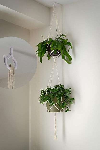 PlusRoc 30 Pack Ceiling Hooks for Hanging Plants Outdoor String Lights Heavy Duty, 2.2 Inch Eye Hook Screw in Cup Hooks Q-Hanger for Patio Lights, Wall Wood Fence Deck Mount(White)