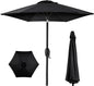 Best Choice Products 7.5ft Heavy-Duty Round Outdoor Market Table Patio Umbrella w/Steel Pole, Push Button Tilt, Easy Crank Lift - Black