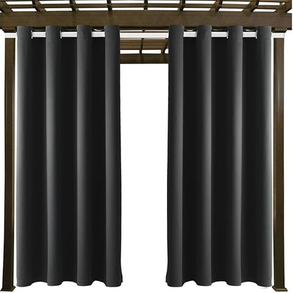 DIVA EN CAMINO DEC Outdoor Patio Curtain Waterproof Darkening Thermal Insulated Indoor Curtains for Bedroom, Porch, Living Room, Pergola, Cabana, W52 x L132, Dark Gray, Set of 2 Panels