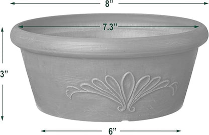 Arcadia Garden Products PSW TA20C Plastic/Stone/Wood Composite Bulb Pan – No Drainage Hole (Drillable), 8"x3", Chocolate