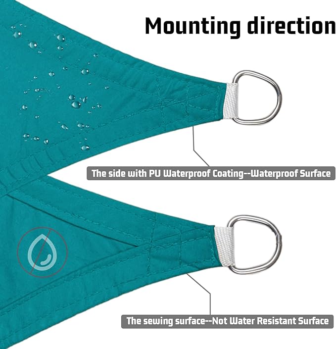 LOVE STORY Right Triangle 7'x14'x15.7' Waterproof Sun Shade Sail Canopy UV Block for Outdoor Patio Backyard Carport,Turquoise Blue(We Make Custom Size)
